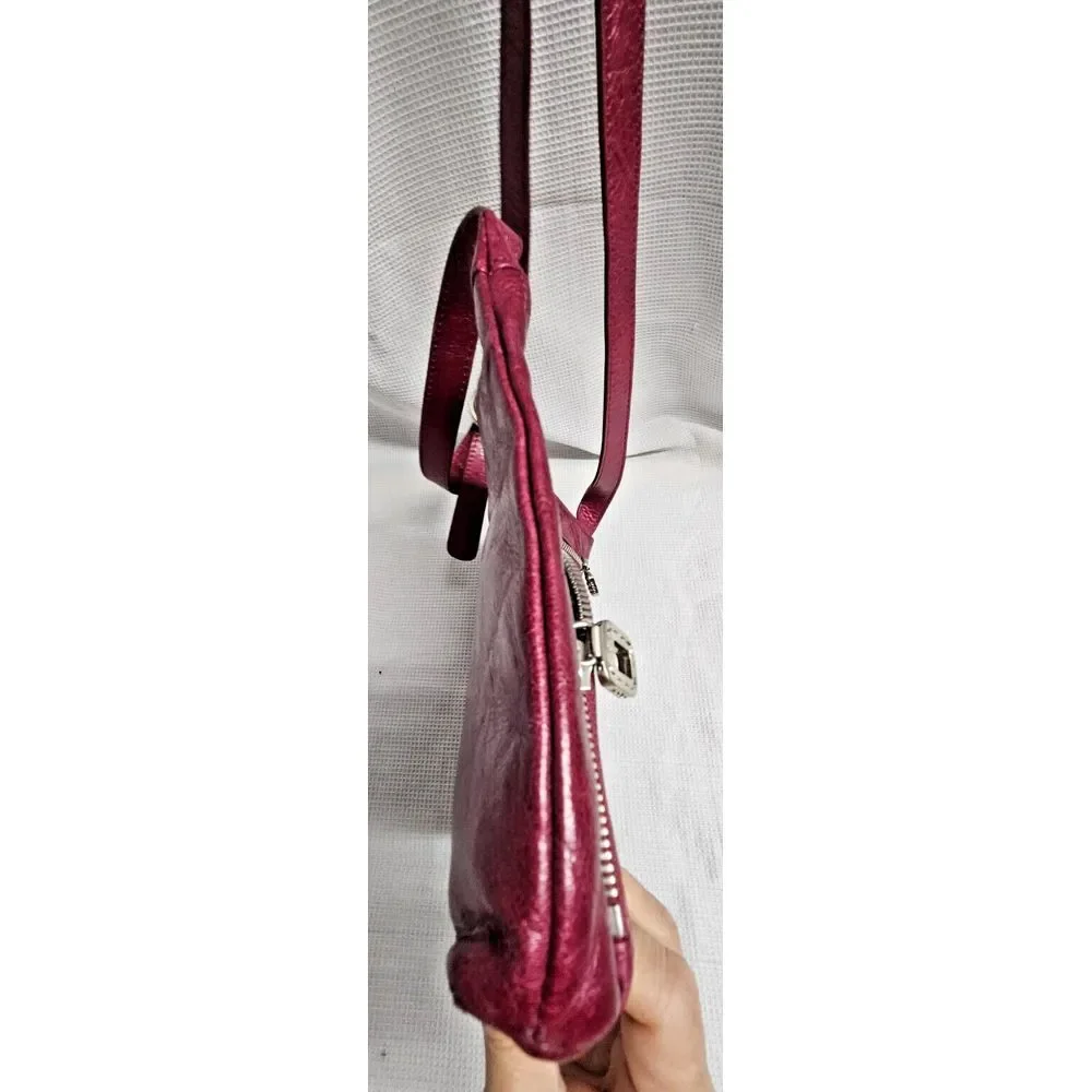 Hobo the Original  Plum Colored doubt zip front Leather‎ Crossbody 10